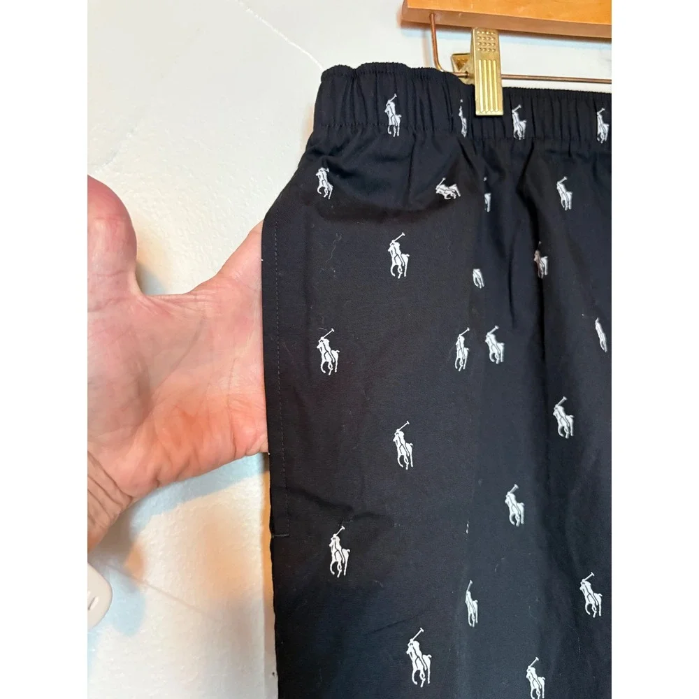 Polo Ralph Lauren Mens 1XT Black All Over Pony Logo Cotton Pajama Pants‎ XL Tall